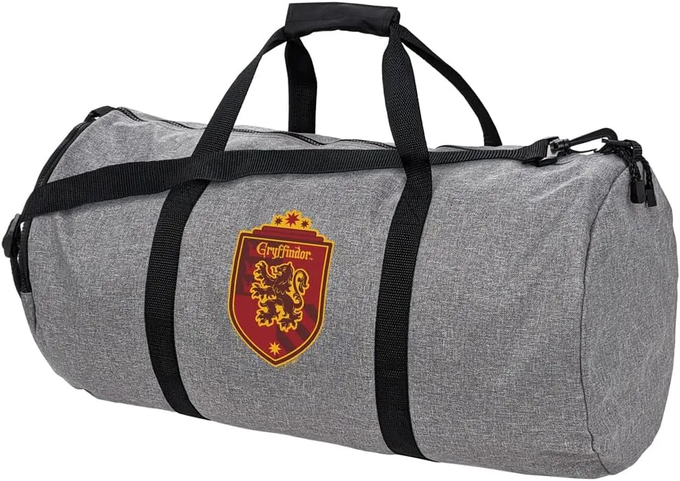 Harry Potter Gryffindor Plaid Sigil Lightweight Duffel Bag for Sports and Gym Packable for Travel