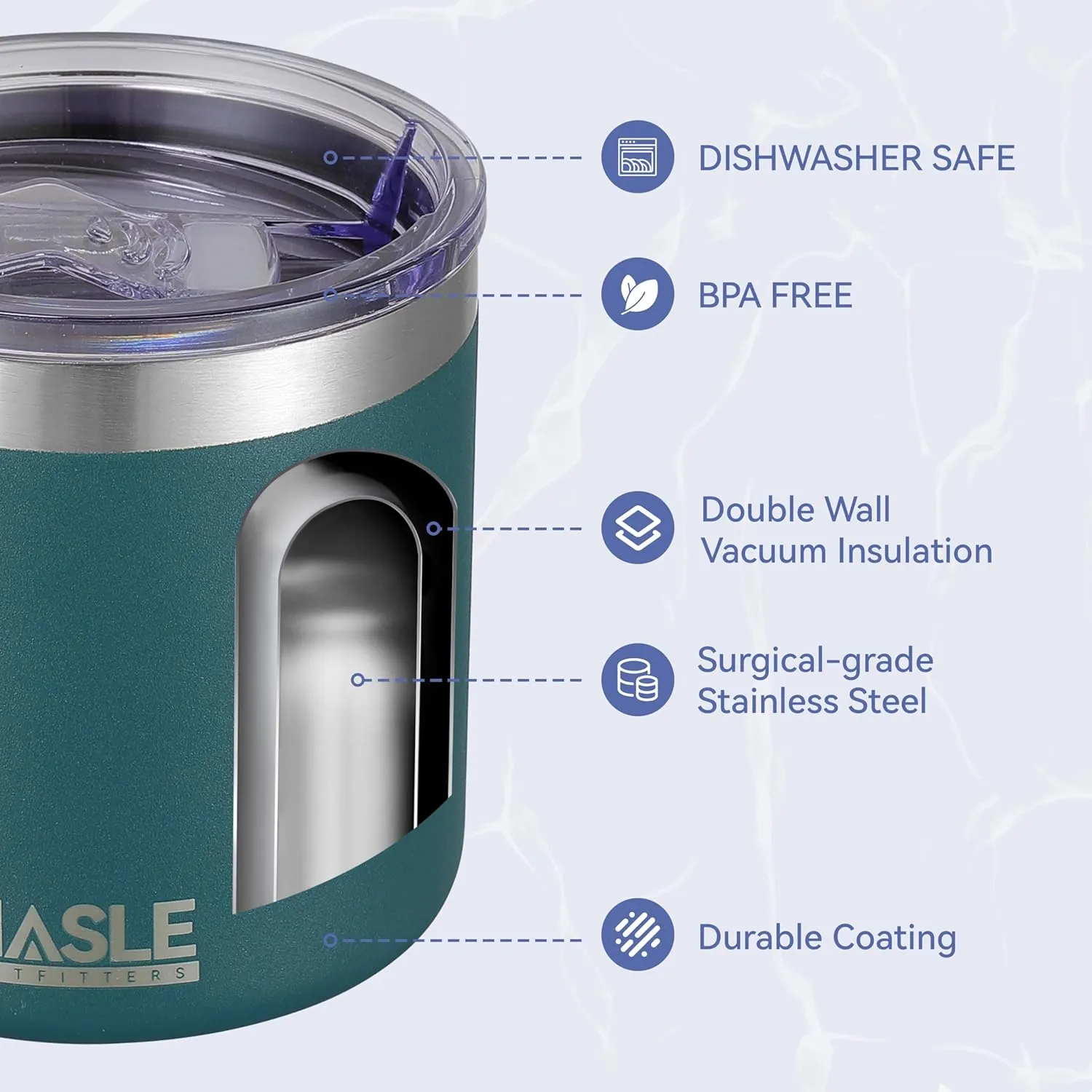 HASLE OUTFITTERS 10oz Insulated Tumblers with Lid and Straw,Stainless Steel Tumbler Travel Coffee Mug,Double Wall Reusable Tumbler Cup for Iced and Hot Drinks(Dark Green,12 Pack)