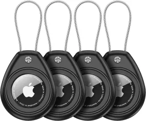 HATALKIN Compatible for AirTag Holder AirTag Keychain Case with Screen Protector,IP68 Waterproof Air Tags Key Chain Apple Tag GPS Tracker,AirTags-4 Pack Holder for Luggage Key,Backpack