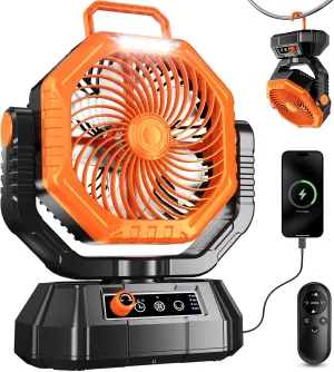 HAWANA Portable Fan Rechargeable，20000mAh Camping Fan with 360° Airflow, Battery Powered Ventilador Recargable with Stepless Wind Speeds, 3 Timing, Hanging Hook for Camping, Tents, BBQ, Fishing