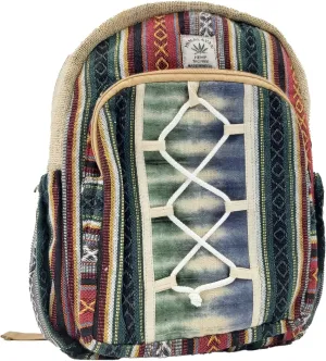 Hemp Hippie Backpack - Travel Backpack for Women & Men, Bookbag with Laptop Sleeve - Handmade in Nepal - Durable Lightweight Laptop Bag