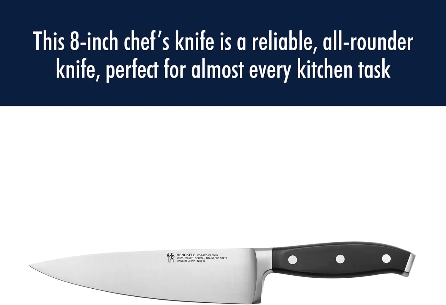 HENCKELS Forged Premio Razor-Sharp 8-Inch Chef Knife, Black, German Engineered Informed by 100  Years of Mastery