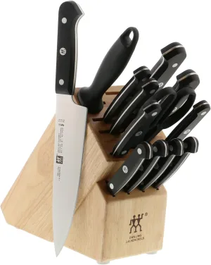 HENCKELS ZWILLING J.A. Henckels Zwilling gourmet 14-pc knife block set, 3.15 Pound, Black/Stainless Steel