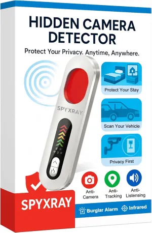 Hidden Camera Detectors 5-in-1, RF GPS Tracker Detector, Camera Detector Spy Camera Finder, Hidden Bug Scanner, Listening Device Detector, Portable Design, for Hotels & Car