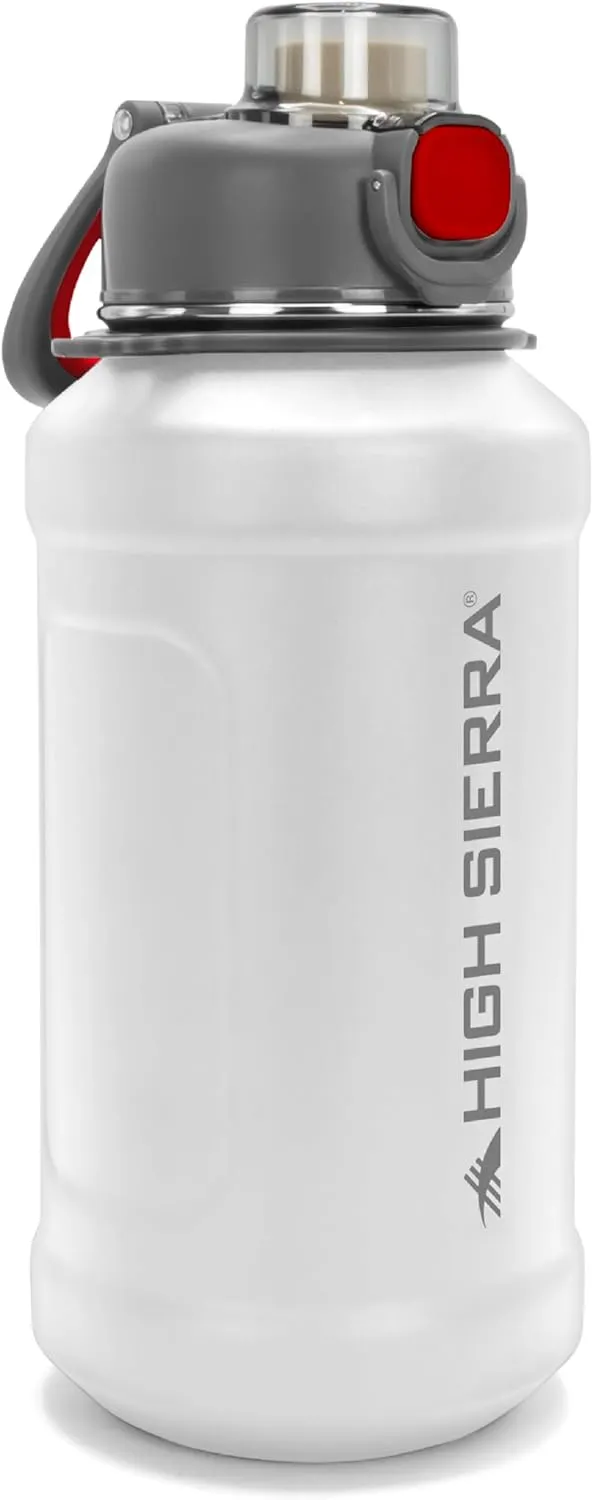HIGH SIERRA Insulated Water Bottle for Gym with Straw or Chug - 34 oz Stainless Steel Water Bottle, Double Wall Vacuum Insulated, Easy to Clean, Leak Proof, Strong Shatter Proof Cap and Bottle, White