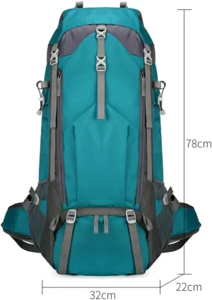 Hiking Backpack Large Capacity Outdoor Trekking Pack Water Resistant Camping Travel Daypack for Climbing and Daily Adventures (Blue)
