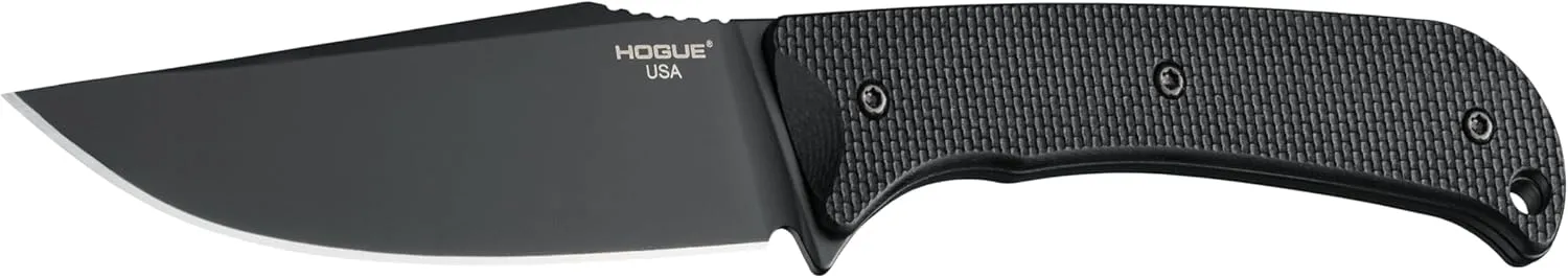 Hogue Extrak XL Fixed Blade Knife 3.9" CPM-M4 Black Cerakote Clip Point, Black G10 Handles, Nylon Blade Guard - 35854