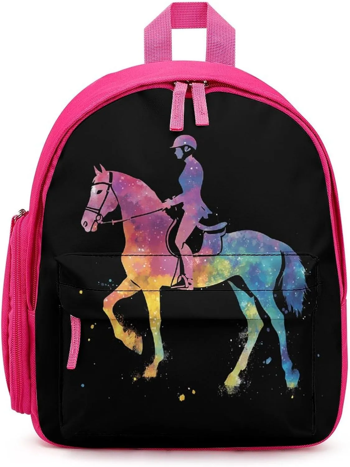 Horse Rider Race Marseille Cute Backpack Basic Adjustable Bag Simple Small Daypack Camping Park Pink-style