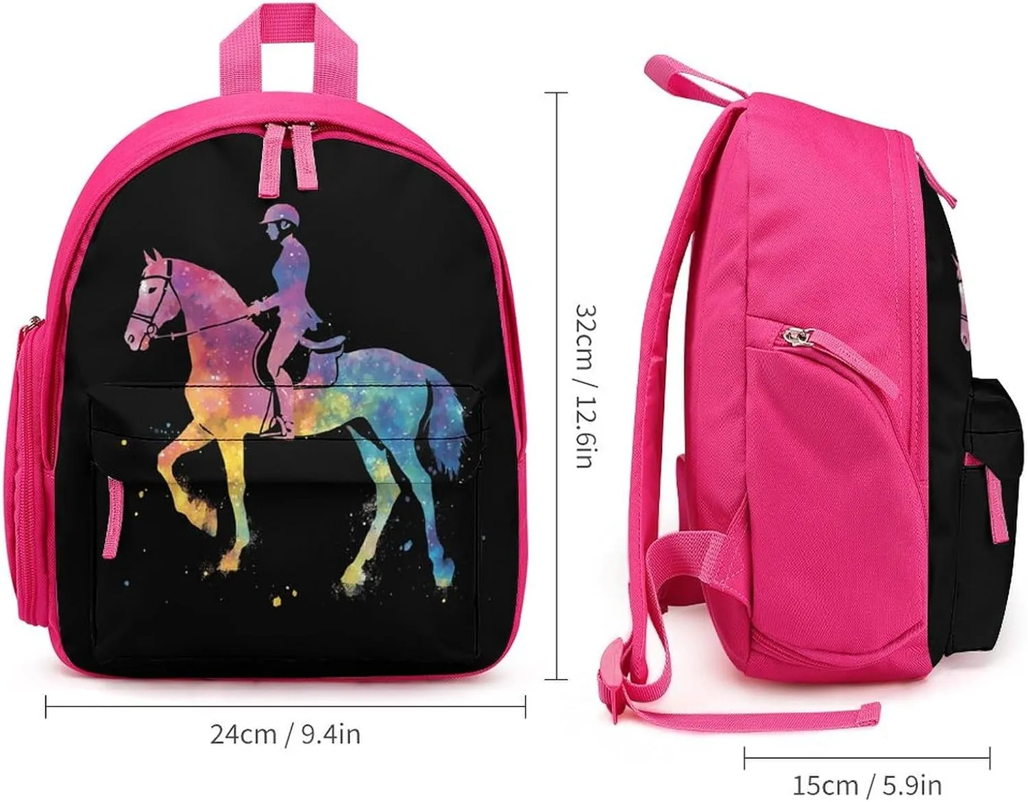 Horse Rider Race Marseille Cute Backpack Basic Adjustable Bag Simple Small Daypack Camping Park Pink-style