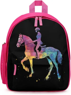 Horse Rider Race Marseille Cute Backpack Basic Adjustable Bag Simple Small Daypack Camping Park Pink-style
