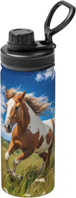 Horses on the Prairie Stainless steel thermos, specially designed for cycling, fitness and outdoor, efficient heat preservation, portable and durable.