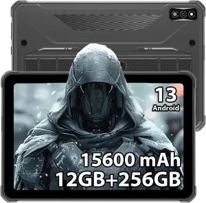 HOTWAV R7 Rugged Tablet Android 13, 15600mAh 10.1 Inch HD  Waterproof Tablet, 12GB 256GB/(2TB TF) Outdoor Work Tablets, 16MP 16MP Camera Octa Core/Daul SIM 4G/IP68&IP69K/Face ID/GPS/OTG/Widevine L1