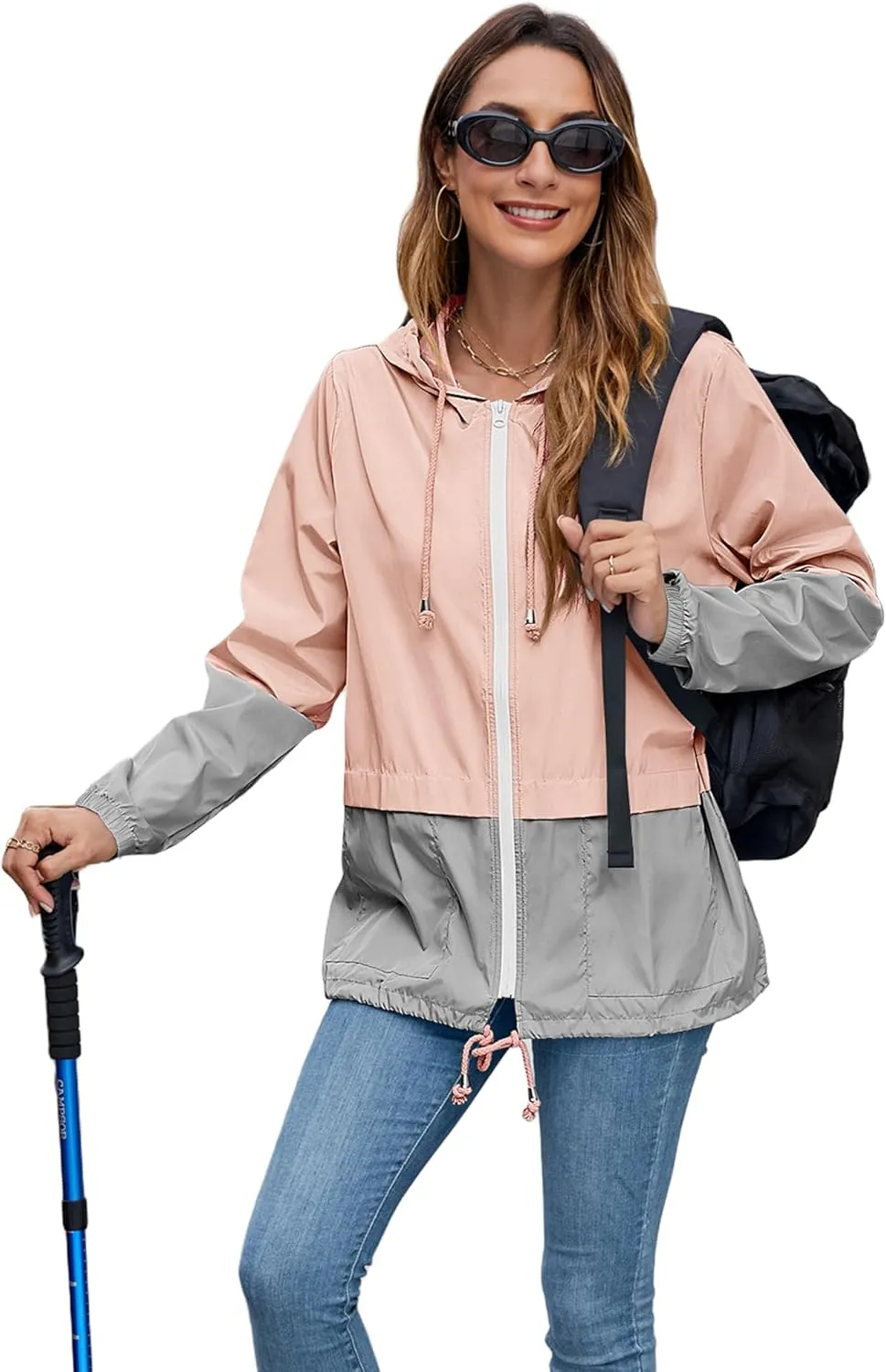 Hount Women's Lightweight Hooded Raincoat Waterproof Packable Active Outdoor Rain Jacket (S-3XL)