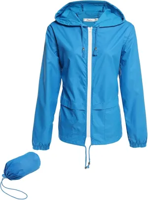 Hount Women's Lightweight Hooded Raincoat Waterproof Packable Active Outdoor Rain Jacket (S-3XL)