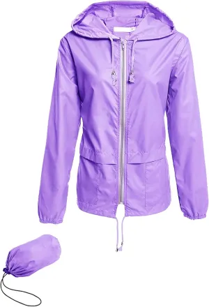 Hount Women's Lightweight Hooded Raincoat Waterproof Packable Active Outdoor Rain Jacket (S-3XL)