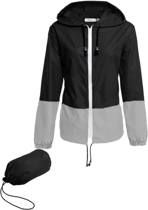 Hount Women's Lightweight Hooded Raincoat Waterproof Packable Active Outdoor Rain Jacket (S-3XL)