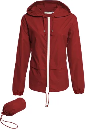 Hount Women's Lightweight Hooded Raincoat Waterproof Packable Active Outdoor Rain Jacket (S-3XL)