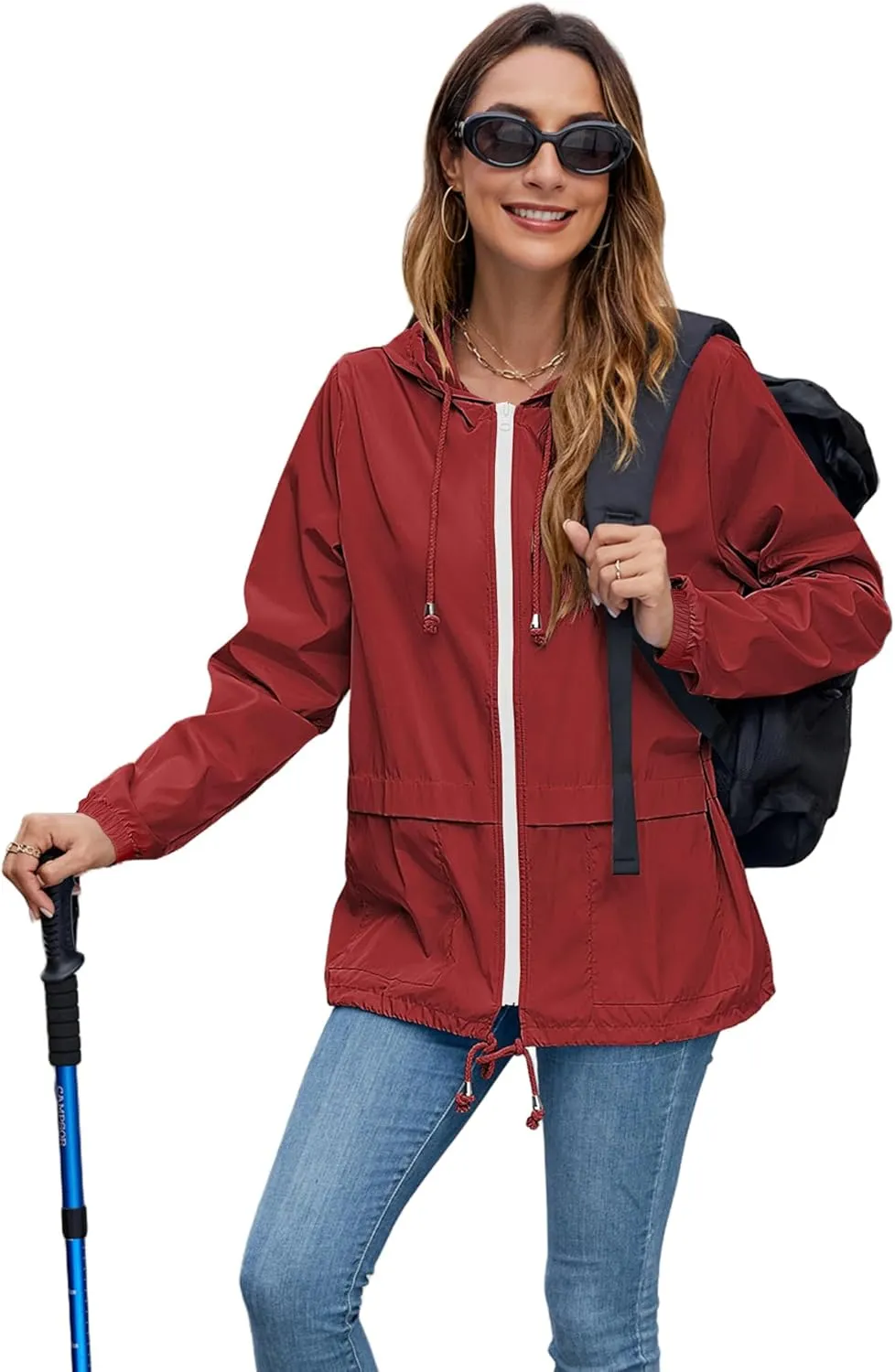 Hount Women's Lightweight Hooded Raincoat Waterproof Packable Active Outdoor Rain Jacket (S-3XL)