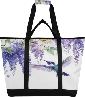 Hummingbird Reusable Insulated Cooler Bag with Ice Pack Compartment - Large 47L Waterproof Thermal Grocery Tote for Picnic Beach Camping Lunch Storage