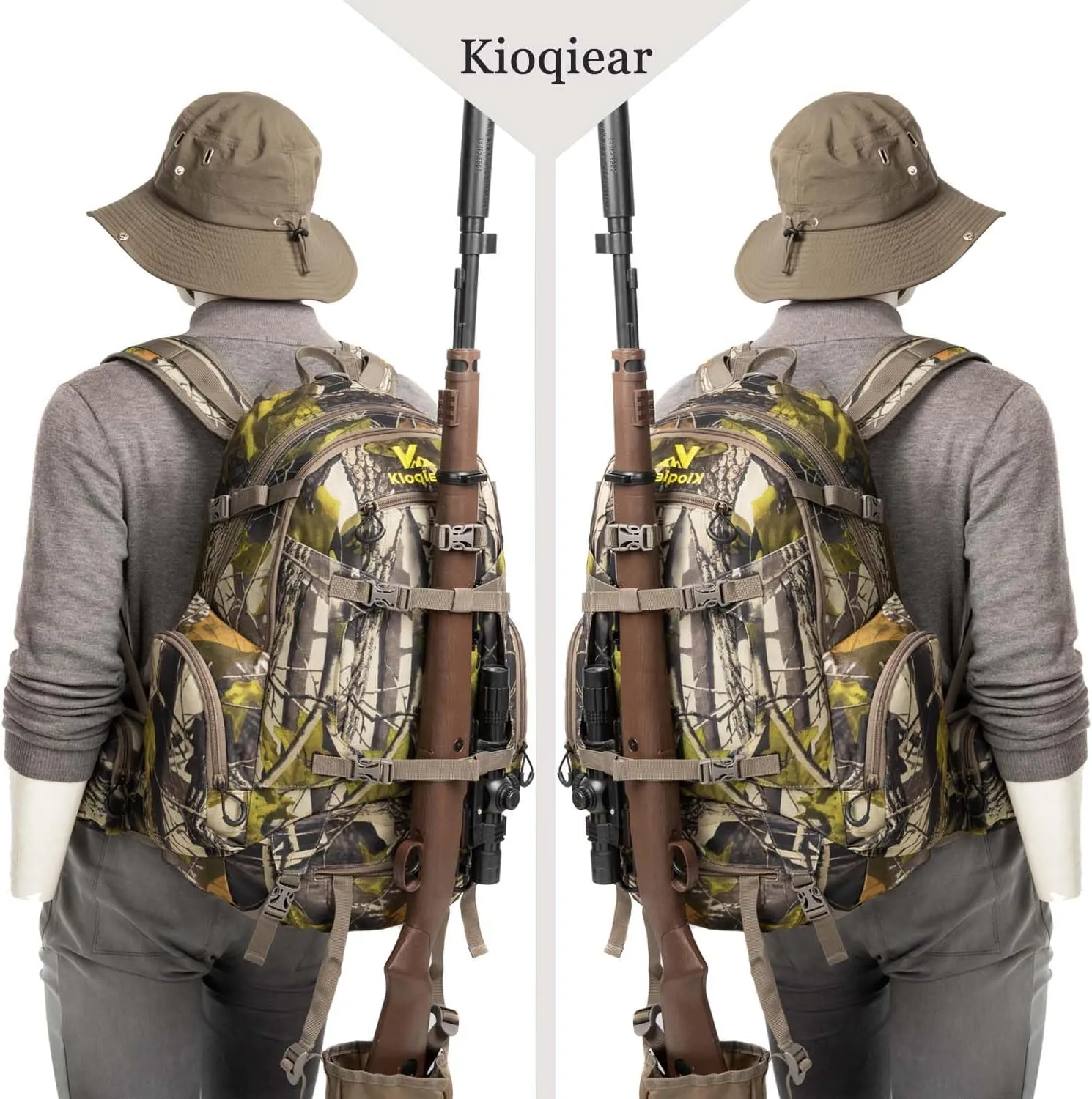 Hunting Backpack,Outdoor Gear Hunting Pack with Rain Cover,Durable Large Capacity Hunting Day Pack.(GREEN CAMO)