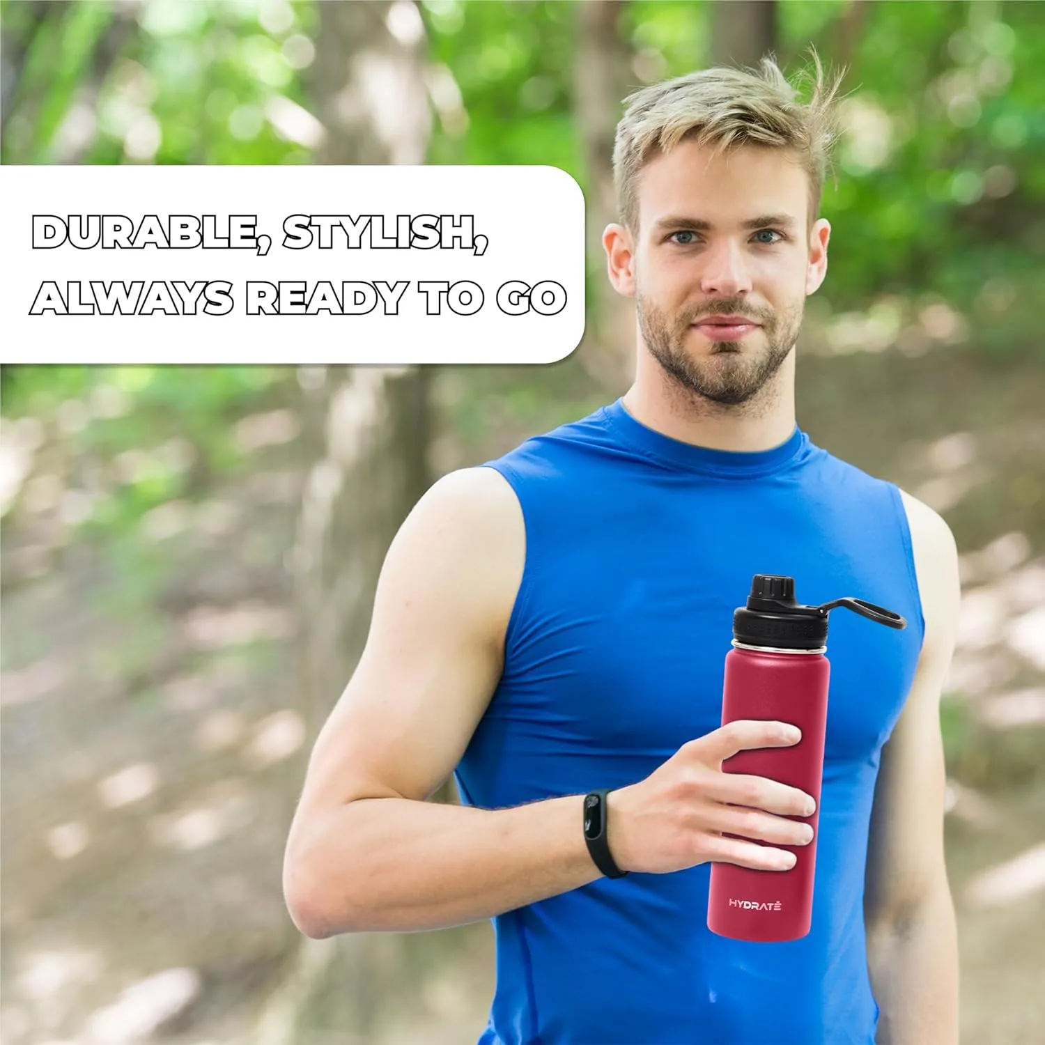 HYDRATE Water Bottle Insulated - Stainless Steel Water Bottles - Reusable Flask with Leak-Proof Design and Convenient Handle - Double Vacuum Insulated Water Bottle