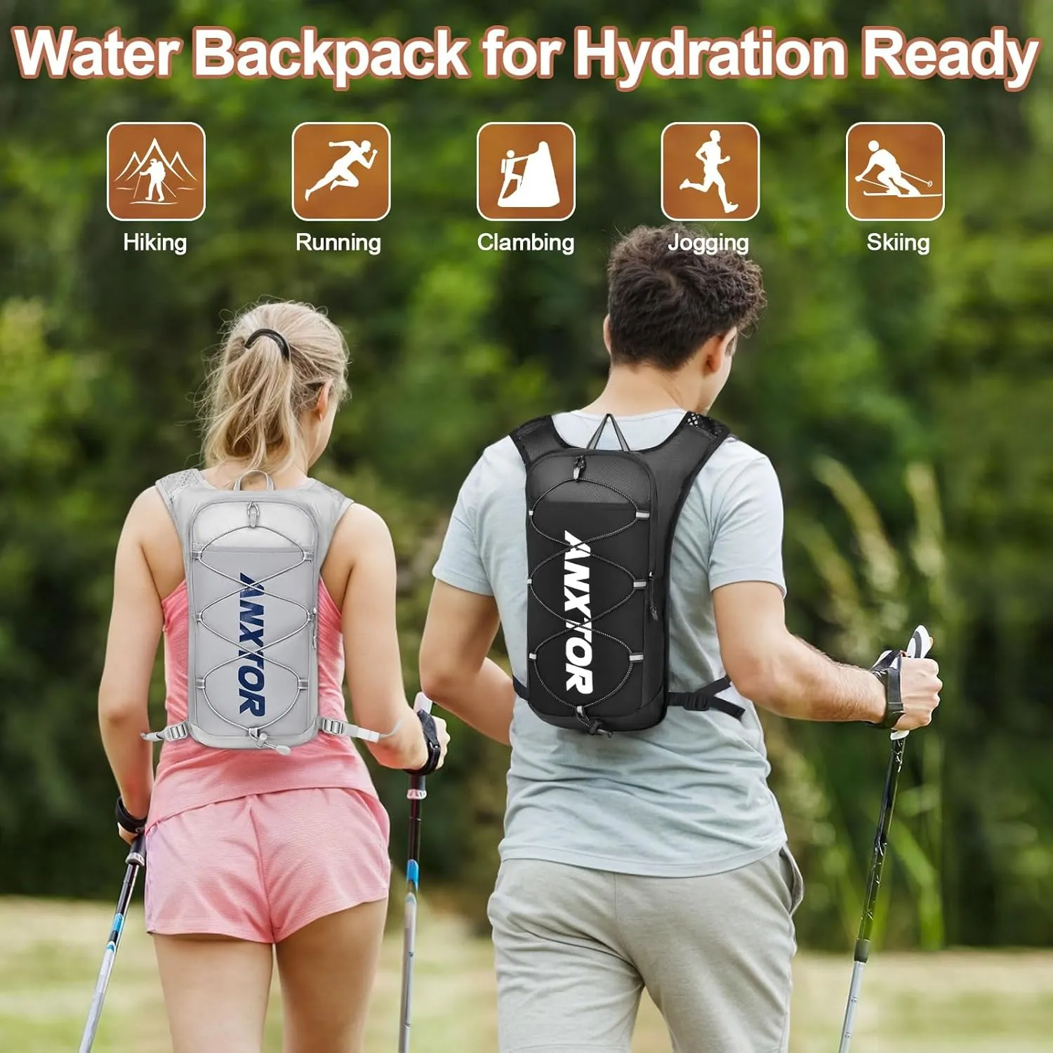 Hydration Pack Backpack,Hiking Backpack with 2L Water Bladder Lightweight Running Hydration Vest for Men Women Hiking Cycling Climbing Camping
