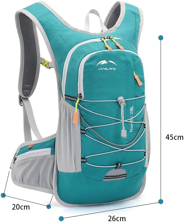 Hydration Running Backpack, 20L Lightweight Trail Running Vest, Turquoise and Gray, 45H x 26W x 20D inches/500