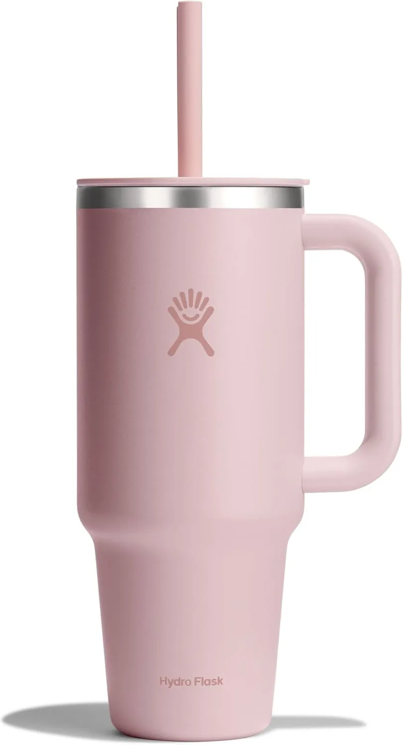 Hydro Flask 40 Oz Travel Tumbler with Handle, Lid and Straw - Insulated Stainless Steel in 40 Oz Trillium Pink