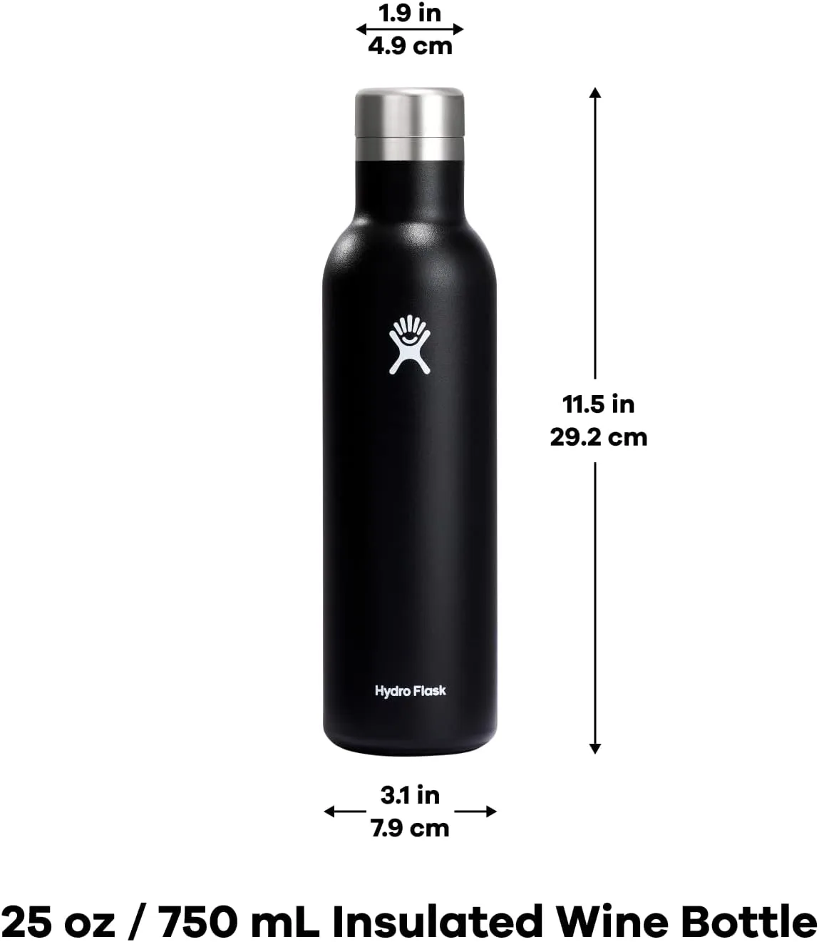 Hydro Flask Ceramic Wine Bottle 25 Oz Black