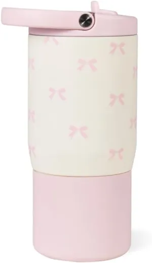 HydroJug Kids 14 oz Sport Water Bottle – Stainless Steel, Insulated, 100% Leakproof, With Carry Handle, BPA-Free – Kid-Friendly Design – Durable & Dishwasher Safe, Bows