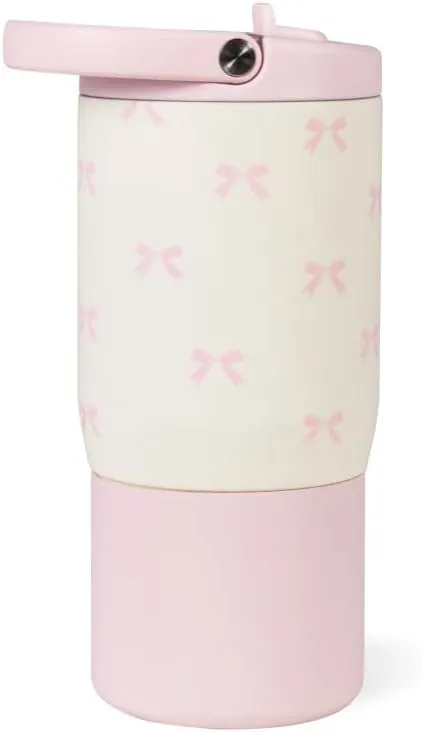 HydroJug Kids 14 oz Sport Water Bottle – Stainless Steel, Insulated, 100% Leakproof, With Carry Handle, BPA-Free – Kid-Friendly Design – Durable & Dishwasher Safe, Bows