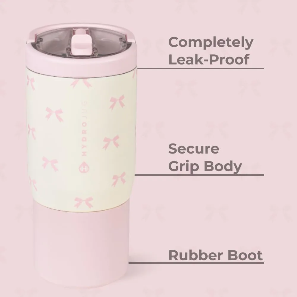 HydroJug Kids 14 oz Sport Water Bottle – Stainless Steel, Insulated, 100% Leakproof, With Carry Handle, BPA-Free – Kid-Friendly Design – Durable & Dishwasher Safe, Bows