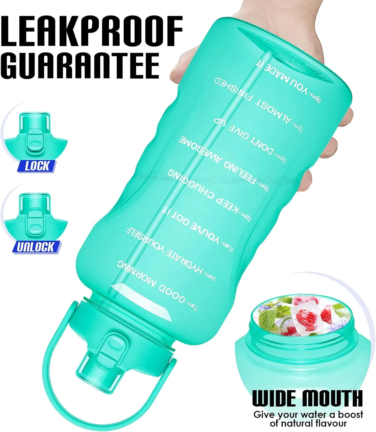 HydroPal 1 Gallon Water Bottles with Straw, 128 oz / 3.8L Water Bottle BPA Free Innovative 2-IN-1 Lid Gym Bottle with Times to Drink Motivational, Large for Sports Fitness Camping Water Jug One Gallon