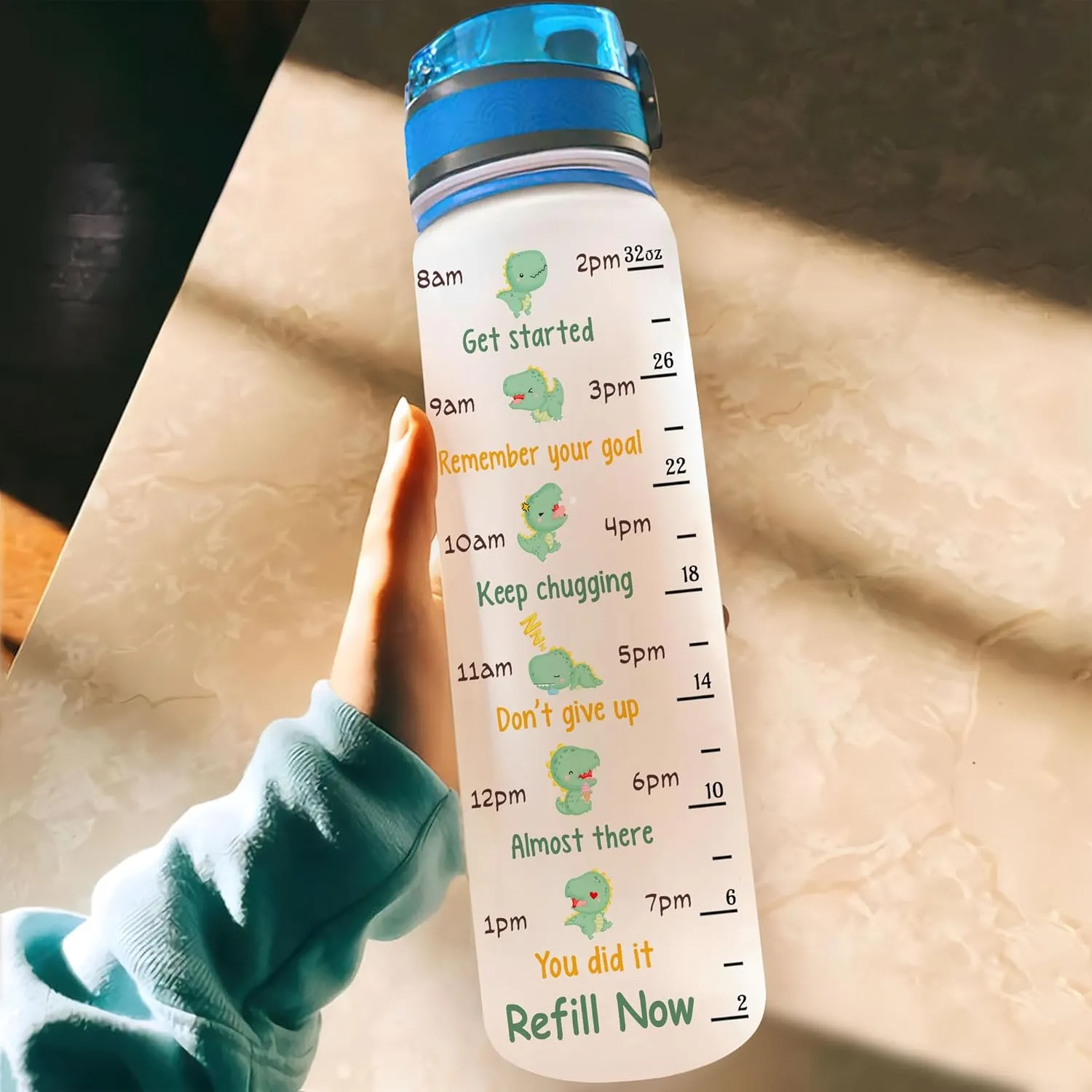 Hyturtle Personalized Dinosaur Lovers 32 Oz 1Liter Motivational Water Bottle, I'm Not Lazy Customized Name Water Bottle With Time Marker, Dino Bottle Gifts For Women Girl Kid On Birthday, Christmas