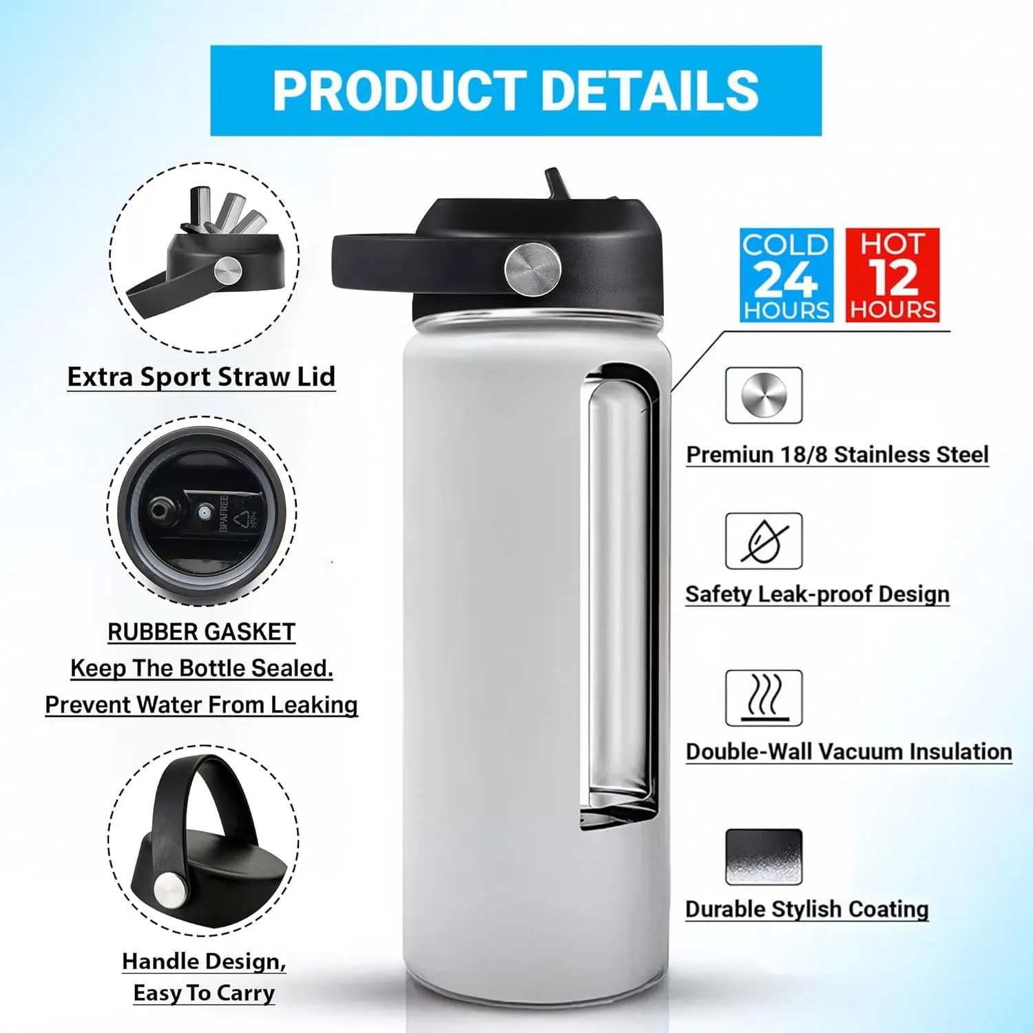 Hyturtle Personalized Police Stainless Steel Water Bottle (Police 14)