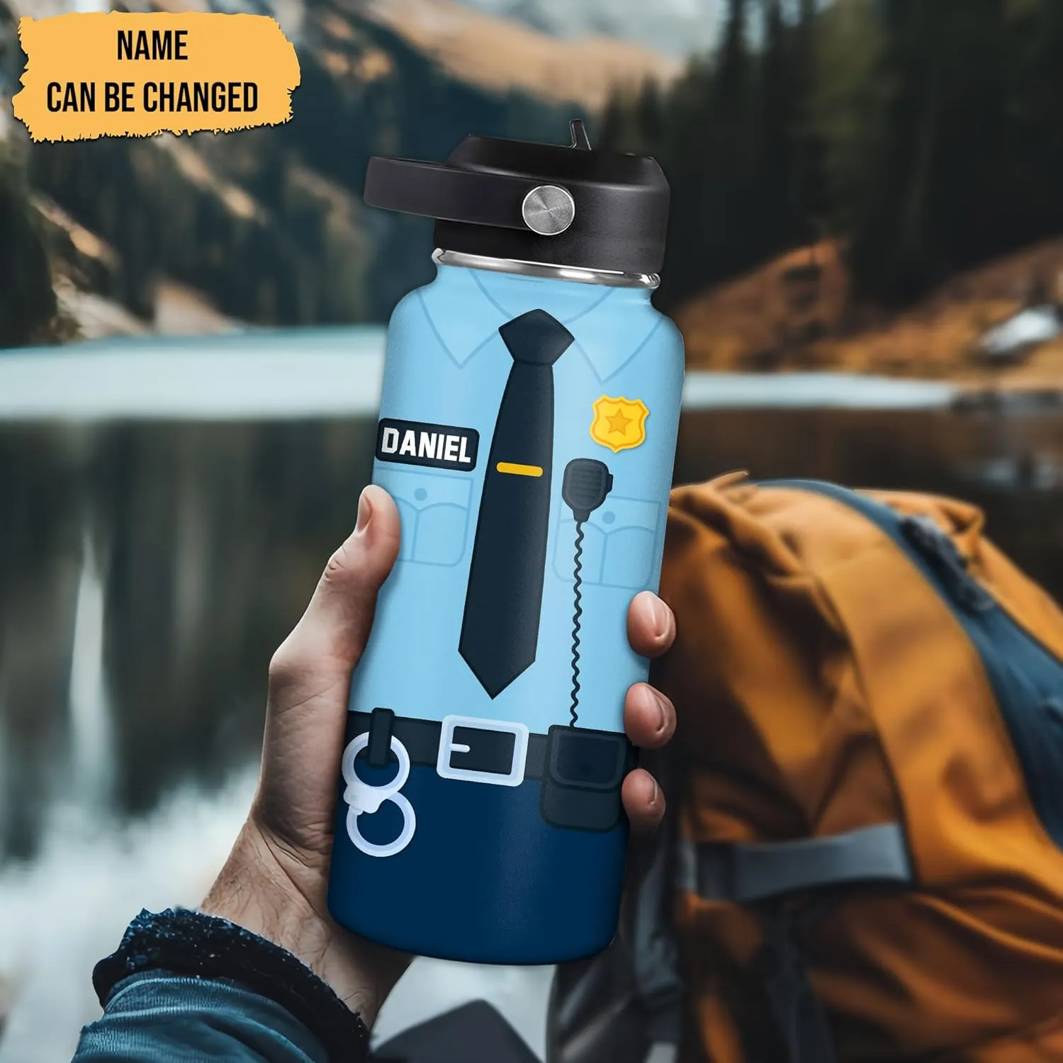 Hyturtle Personalized Police Stainless Steel Water Bottle (Police 14)