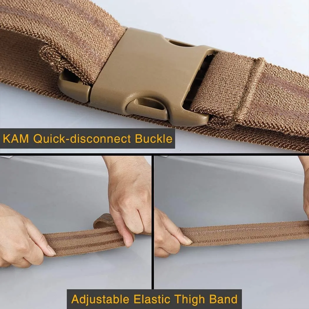 IDOGEAR Tactical Leg Strap Thigh Belt for Holster Knife Elastic Thigh Strap Outdoors EDC Leg Hanger with Quick-Release Buckle