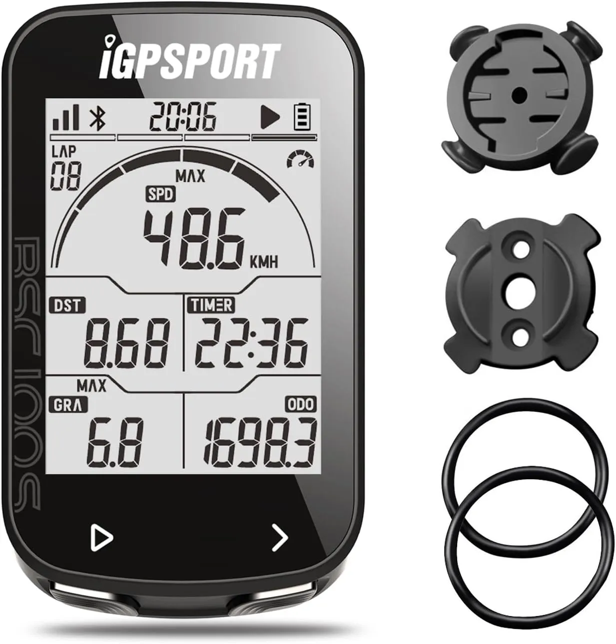 iGPSPORT BSC100S GPS Bike Computer Wireless, 2.6'' LCD Display 40H Rechargeable Waterproof Cycling Computer Bluetooth ANT 