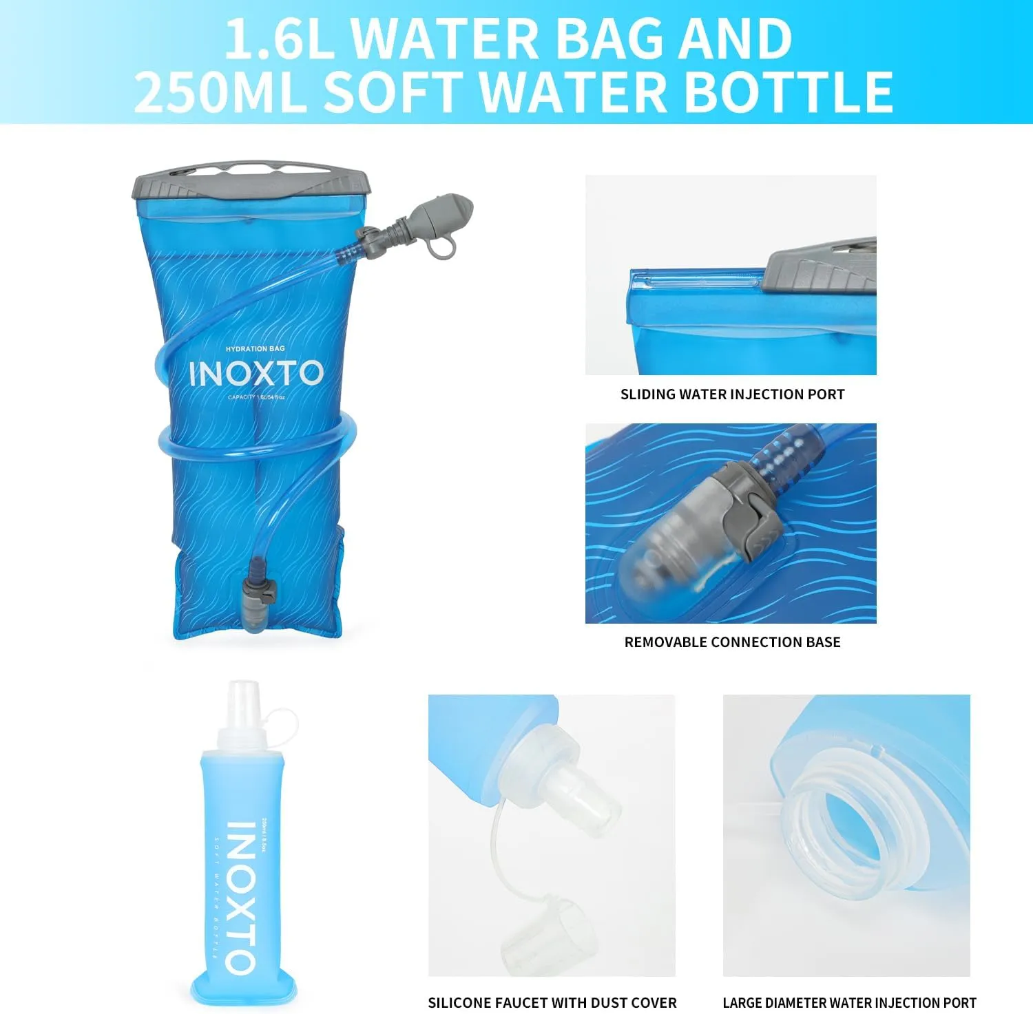 INOXTO Running Hydration Vest Backpack,Lightweight Pack with 1.6L Water Bladder Hydration Backpack Daypack for Hiking Trail Running Cycling Race Marathon for Women Men