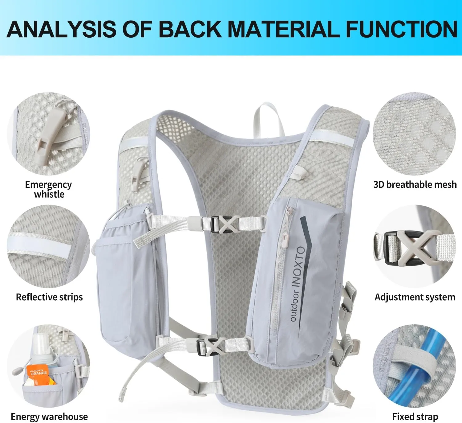 INOXTO Running Hydration Vest Backpack,Lightweight Pack with 1.6L Water Bladder Hydration Backpack Daypack for Hiking Trail Running Cycling Race Marathon for Women Men