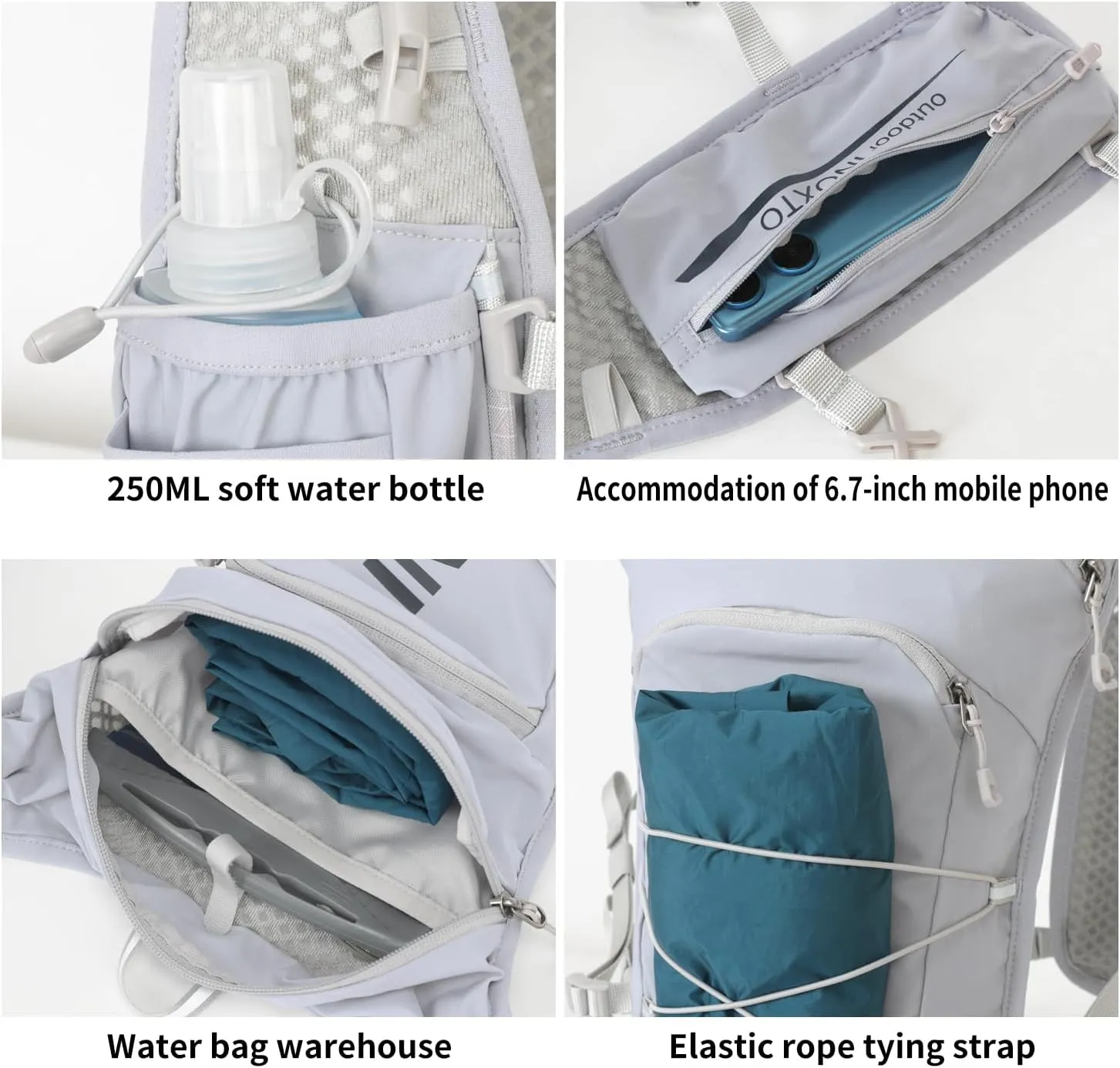 INOXTO Running Hydration Vest Backpack,Lightweight Pack with 1.6L Water Bladder Hydration Backpack Daypack for Hiking Trail Running Cycling Race Marathon for Women Men