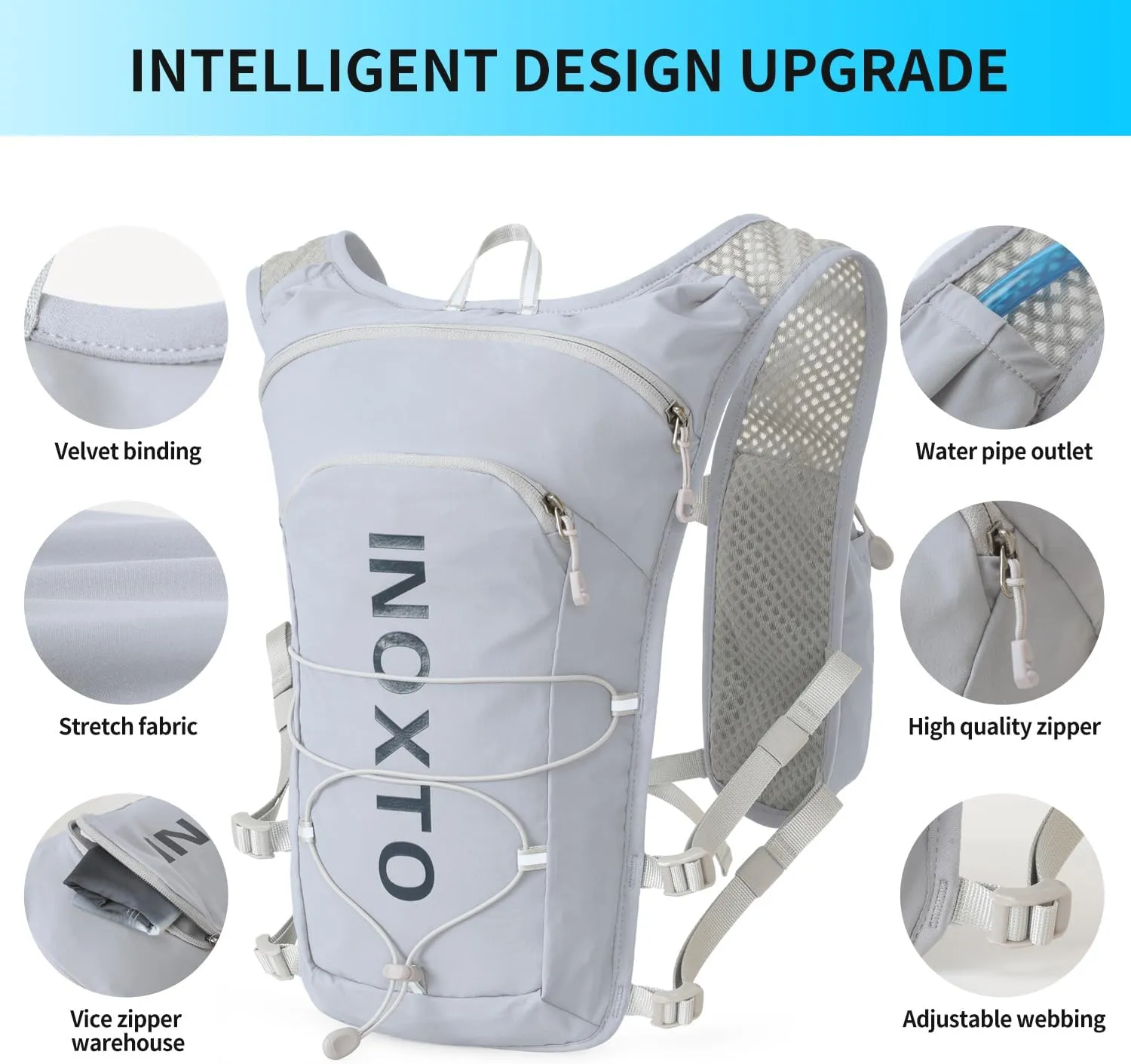 INOXTO Running Hydration Vest Backpack,Lightweight Pack with 1.6L Water Bladder Hydration Backpack Daypack for Hiking Trail Running Cycling Race Marathon for Women Men