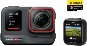 Insta360 Ace Pro GPS Kit - Waterproof Action Camera Co-Engineered with Leica, Flagship 1/1.3" Sensor and AI Noise Reduction for Unbeatable Image Quality, 4K120fps, 2.4" Flip Screen & AI Features
