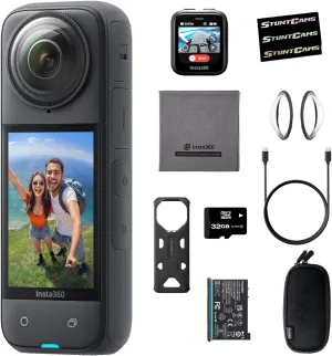 Insta360 X4 - Waterproof 8K 360 Action Camera, 4K Wide-Angle Video with GPS Preview and 32GB SD Card Remote Lens Guards AI Editing, Sports, Travel, Outdoor Content Creator, CINSABMA-GPS32