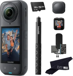Insta360 X5 GPS Preview Remote Bundle-8K Waterproof 360 Action Camera with 1/1.28" 48MP Sensors, 8K 360 HDR Video, 72MP 360 Photo |Bundle Includes GPS Preview Remote, Selfie Stick, Lens Cap (128GB)