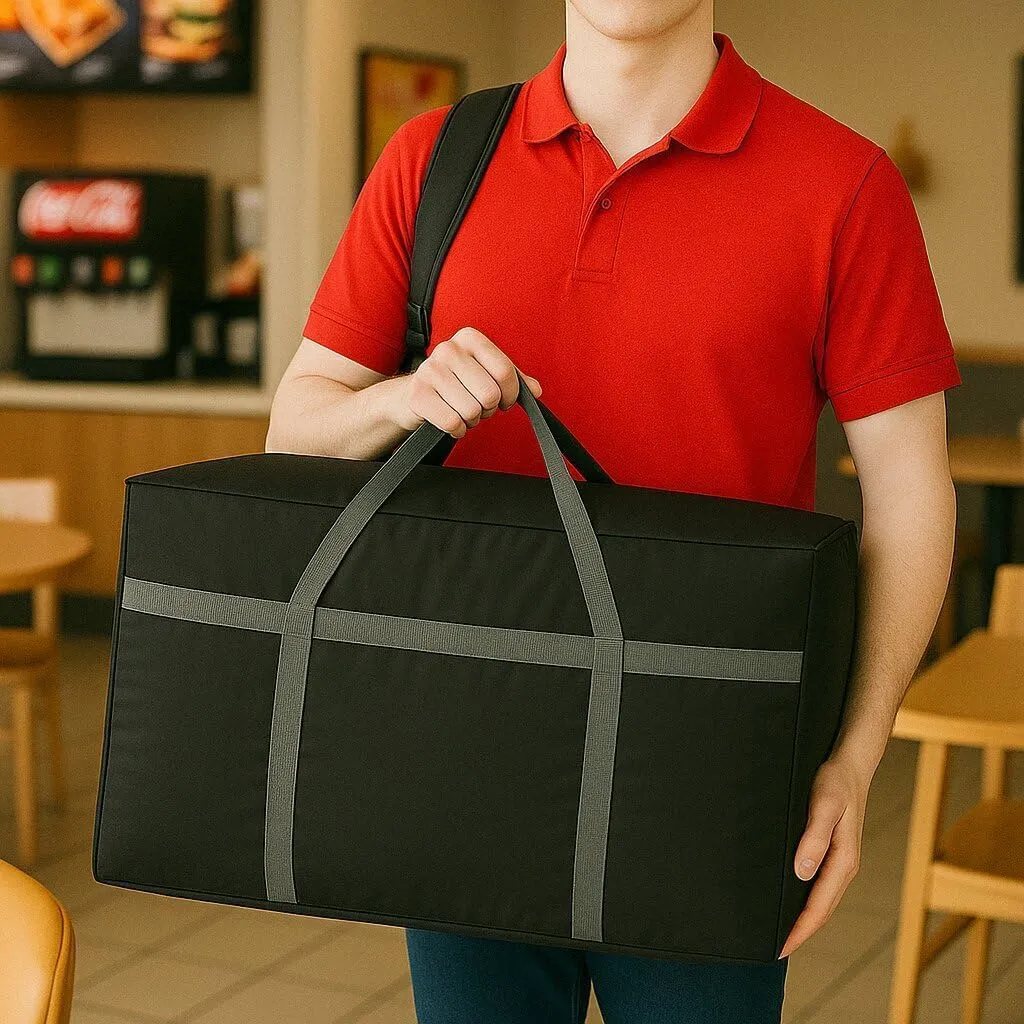 Insulated Food Delivery Bag Cooler Bags Keep Food Warm Catering Therma for doordash Uber Eats Catering Shopper hot Black Travel Grocery Pizza Portable Beach Soft Sided