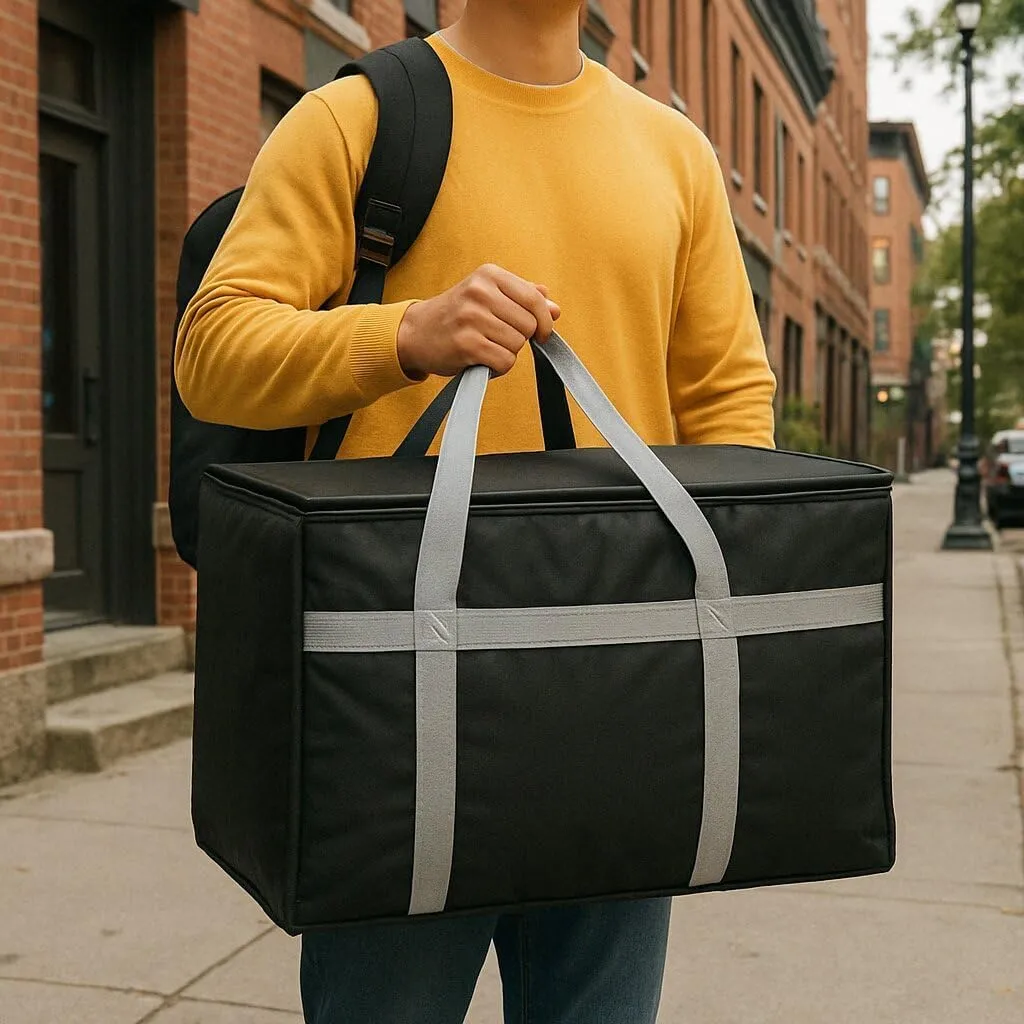 Insulated Food Delivery Bag Cooler Bags Keep Food Warm Catering Therma for doordash Uber Eats Catering Shopper hot Black Travel Grocery Pizza Portable Beach Soft Sided