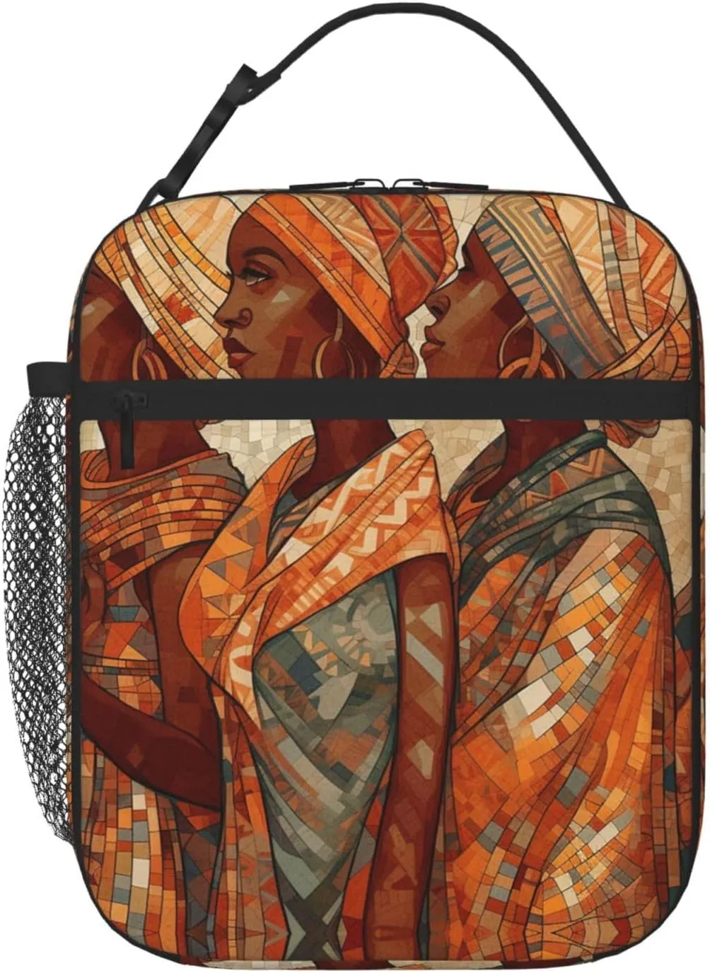 Insulated Lunch Bag for Women Reusable Lunch Box for Office Travel Thermal Lunchbox Africa Ethnic Pottery Lunch Tote Bags Leakproof Cooler Bag for Men Large Capacity Meal Bag