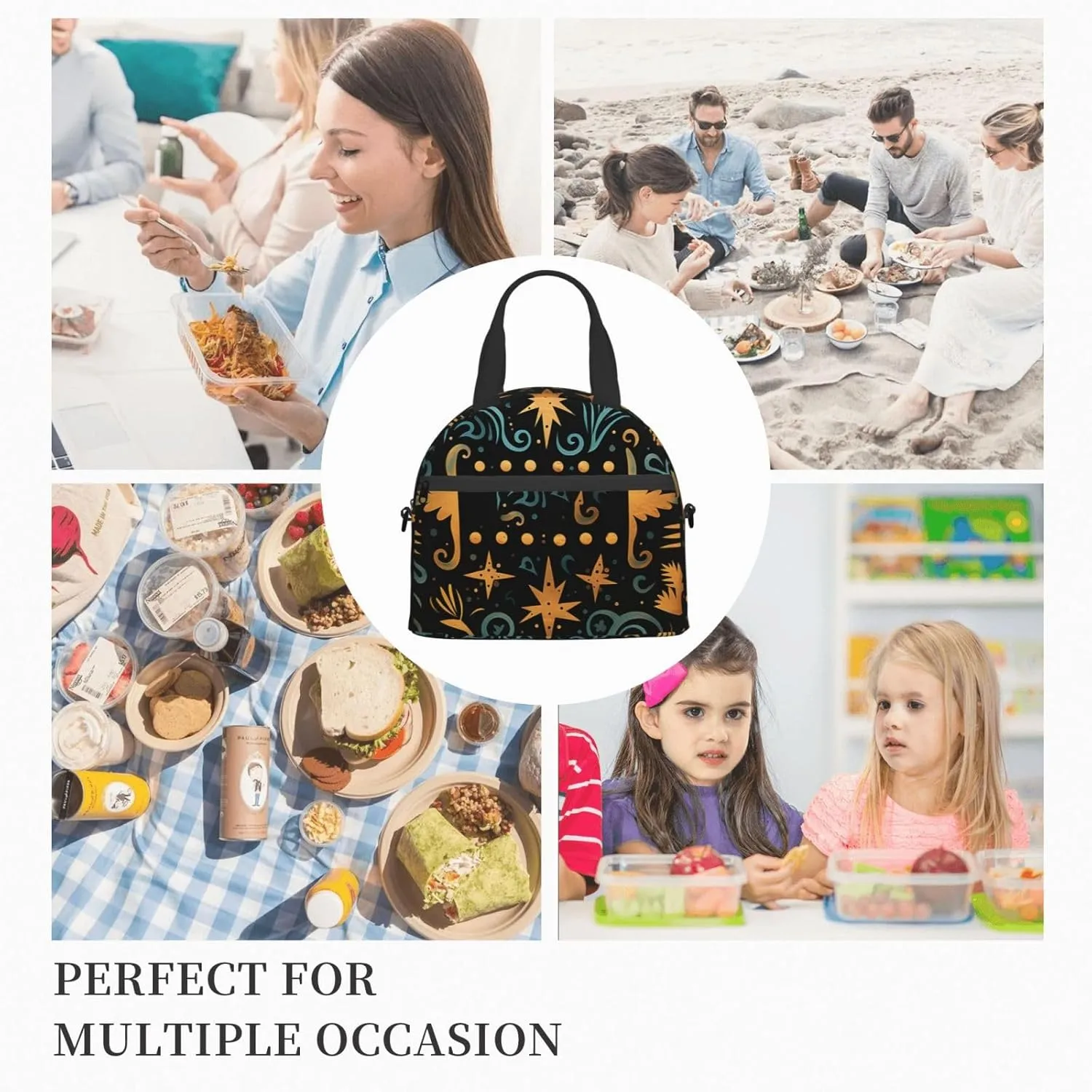 Insulated Lunch Bag Primitive Lunch Box for Women Men Reusable Leakproof Cooler Bag for Office Travel Picnic