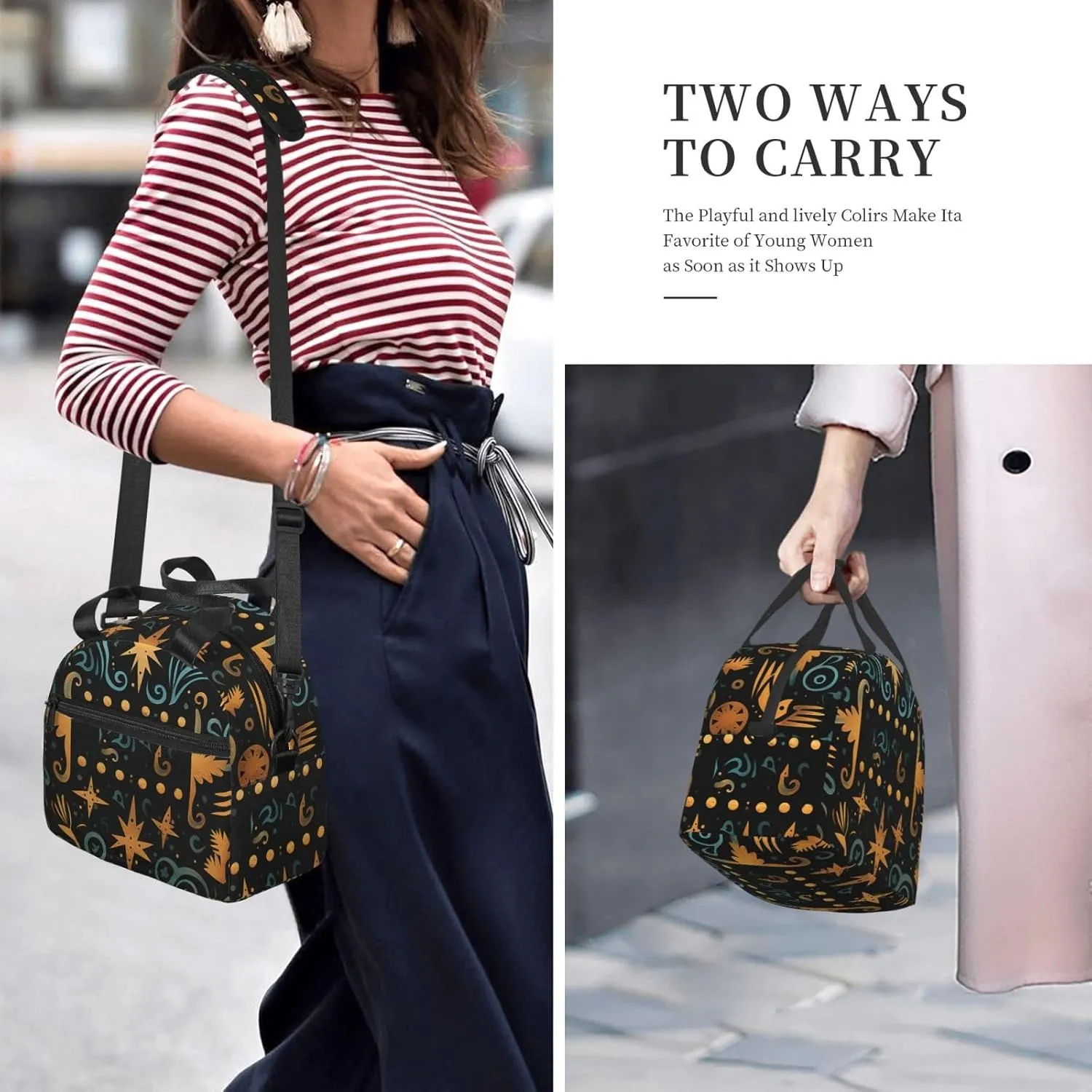 Insulated Lunch Bag Primitive Lunch Box for Women Men Reusable Leakproof Cooler Bag for Office Travel Picnic